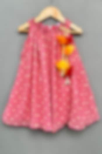 Pink Georgette Printed Flared Dress For Girls by Label Neeti at Pernia's Pop Up Shop