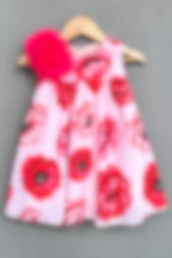 Pink Muslin Floral Printed Dress For Girls by Label Neeti at Pernia's Pop Up Shop