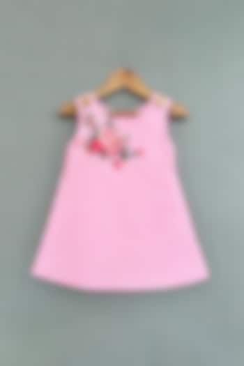 Pink Cotton Gingham Checks Printed A-Line Dress For Girls by Label Neeti at Pernia's Pop Up Shop