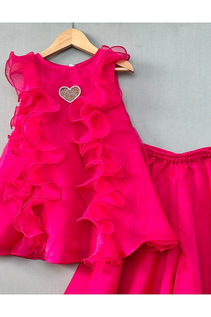 Pink Organza Co-Ord Set For Girls by Label Neeti at Pernia's Pop Up Shop