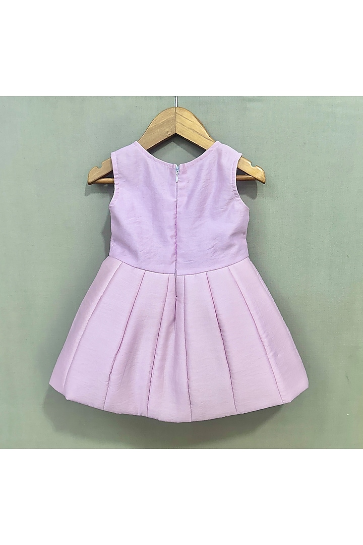 Lavender Chanderi Bow Dress For Girls by Label Neeti at Pernia's Pop Up Shop