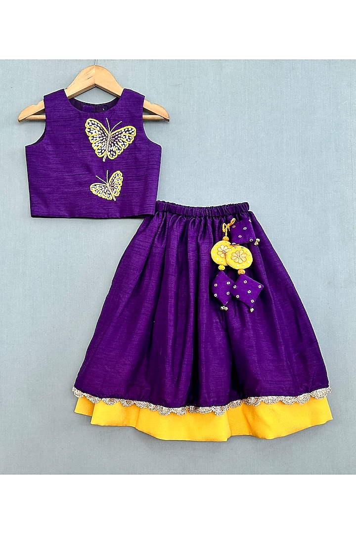 Purple Silk Lehenga For Girls by Label Neeti at Pernia's Pop Up Shop