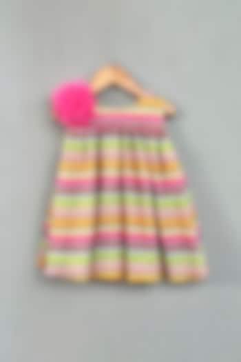 Multi-Colored Knitted Crochet & Knit Striped Dress For Girls by Label Neeti at Pernia's Pop Up Shop