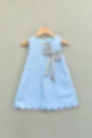 Blue Denim A-Line Dress For Girls by Label Neeti at Pernia's Pop Up Shop