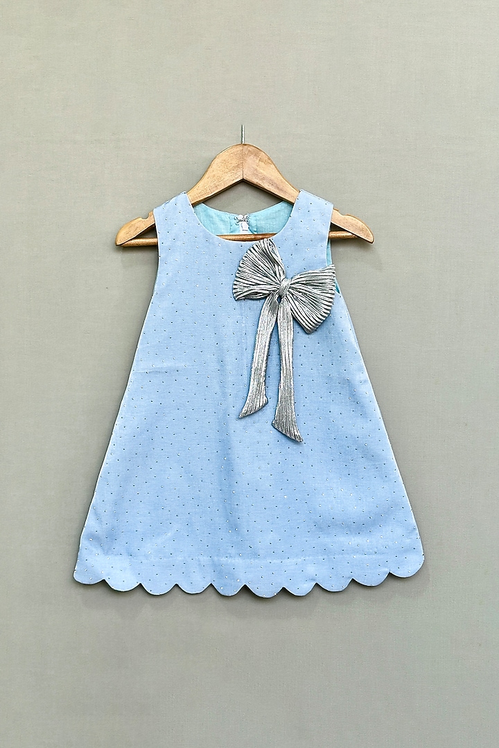Blue Denim A-Line Dress For Girls by Label Neeti at Pernia's Pop Up Shop