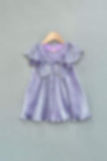 Metallic Lavender Shimmer Pleated Lycra Dress For Girls by Label Neeti at Pernia's Pop Up Shop