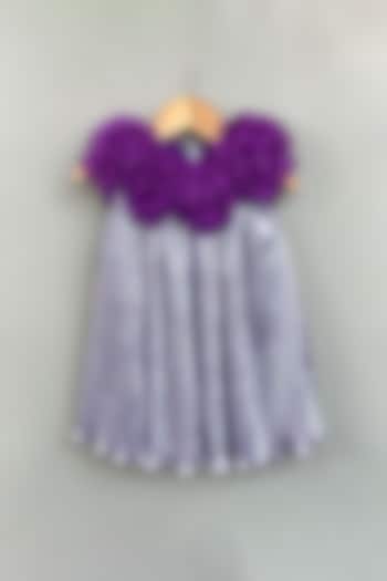 Metallic Purple Shimmer Pleated Lycra Dress For Girls by Label Neeti at Pernia's Pop Up Shop