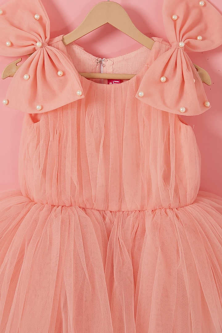 Pink Soft Net Dress For Girls by Label Neeti at Pernia's Pop Up Shop