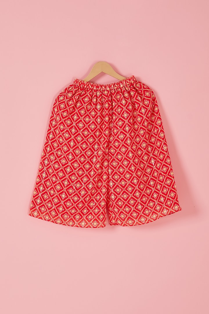 Red Georgette Geometric Printed Co-Ord Set For Girls by Label Neeti at Pernia's Pop Up Shop
