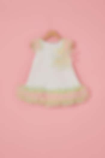 White Imported lycra Frilled Dress For Girls by Label Neeti at Pernia's Pop Up Shop