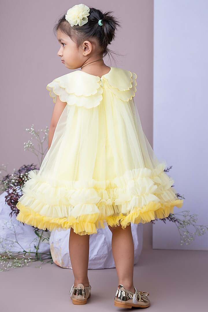 Yellow Organza Dress For Girls by Label Neeti at Pernia's Pop Up Shop