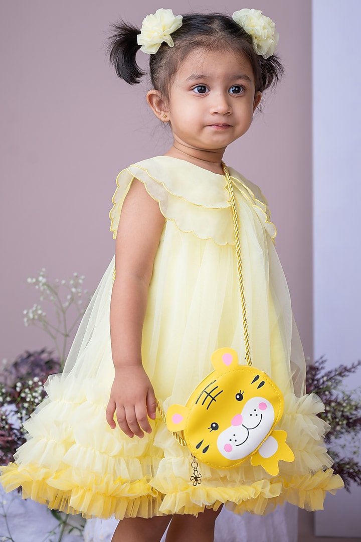 Yellow Organza Dress For Girls by Label Neeti at Pernia's Pop Up Shop