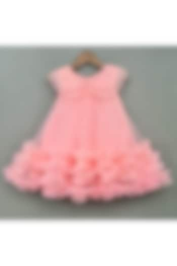 Pink Net & Organza Dress For Girls by Label Neeti at Pernia's Pop Up Shop