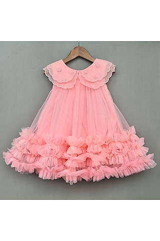 Pink Net & Organza Dress For Girls by Label Neeti