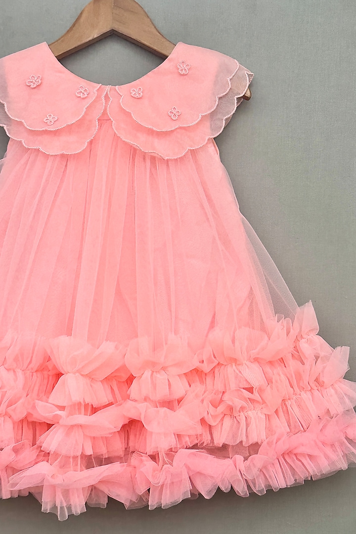 Pink Net & Organza Dress For Girls by Label Neeti at Pernia's Pop Up Shop
