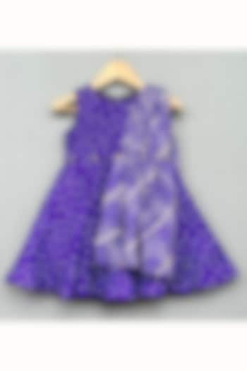 Purple Muslin Bandhani Printed Dress For Girls by Label Neeti at Pernia's Pop Up Shop