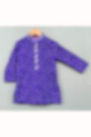 Purple Muslin Bandhani Printed Kurta For Boys by Label Neeti at Pernia's Pop Up Shop