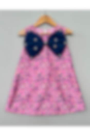 Pink Muslin Floral Printed A-Line Dress For Girls by Label Neeti at Pernia's Pop Up Shop