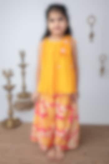 Pink Cotton Crush Floral Printed Palazzo Pant Set For Girls by Label Neeti at Pernia's Pop Up Shop