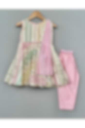Multi-Colored Chanderi Dress For Girls by Label Neeti at Pernia's Pop Up Shop