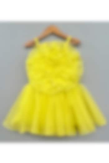 Lime Green Organza Dress For Girls by Label Neeti at Pernia's Pop Up Shop