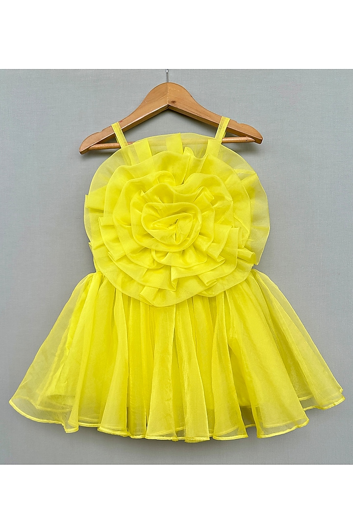 Lime Green Organza Dress For Girls by Label Neeti at Pernia's Pop Up Shop