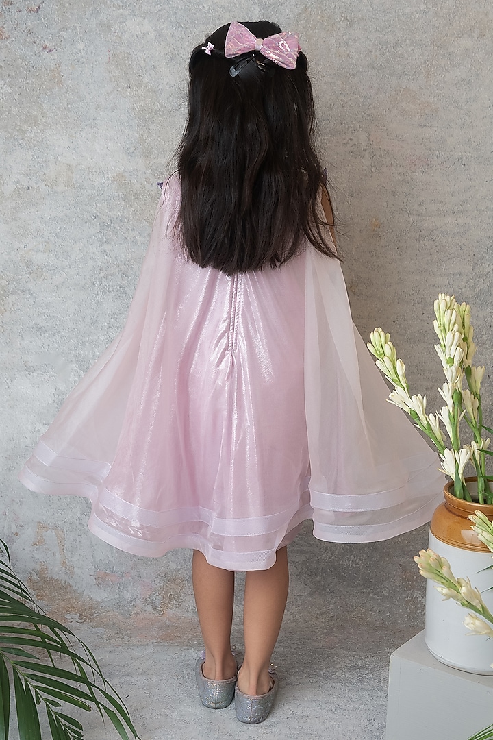 Lavender Organza Hand Embroidered Dress For Girls by Label Neeti at Pernia's Pop Up Shop
