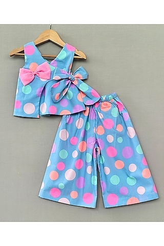 Multi-Colored Cotton Printed Palazzo Set For Girls by Label Neeti