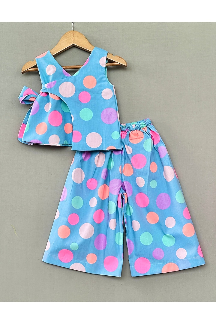Multi-Colored Cotton Printed Palazzo Set For Girls by Label Neeti at Pernia's Pop Up Shop