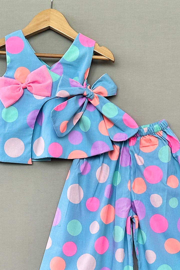 Multi-Colored Cotton Printed Palazzo Set For Girls by Label Neeti at Pernia's Pop Up Shop