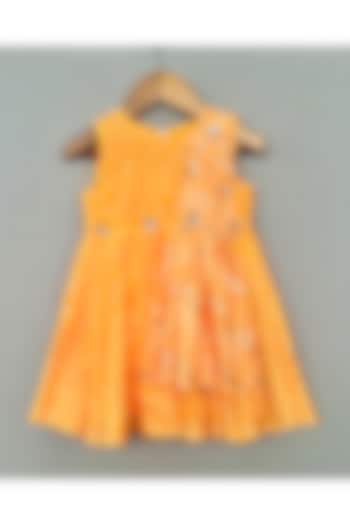 Yellow Muslin Printed & Embellished Dress For Girls by Label Neeti at Pernia's Pop Up Shop