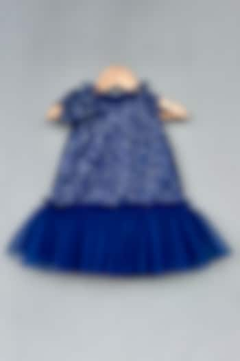 Navy Blue Sequins & Net Ruffled Dress For Girls by Label Neeti at Pernia's Pop Up Shop