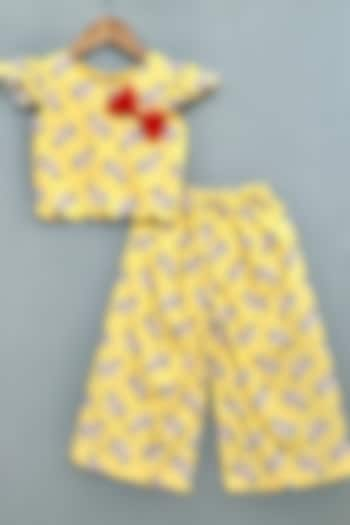 Yellow Soft Cotton Zebra Printed Co-Ord Set For Girls by Label Neeti at Pernia's Pop Up Shop