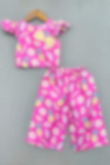 Pink Soft Cotton Fruit Printed Co-Ord Set For Girls by Label Neeti at Pernia's Pop Up Shop