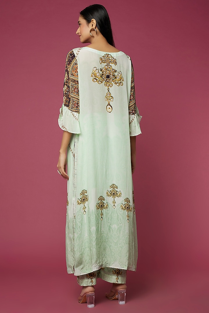 Mint Green Embellished Kurta Set by Neeva A at Pernia's Pop Up Shop