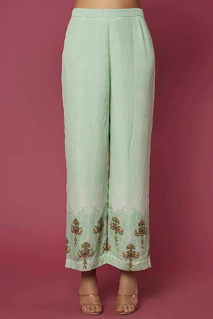 Mint Green Embellished Kurta Set by Neeva A at Pernia's Pop Up Shop
