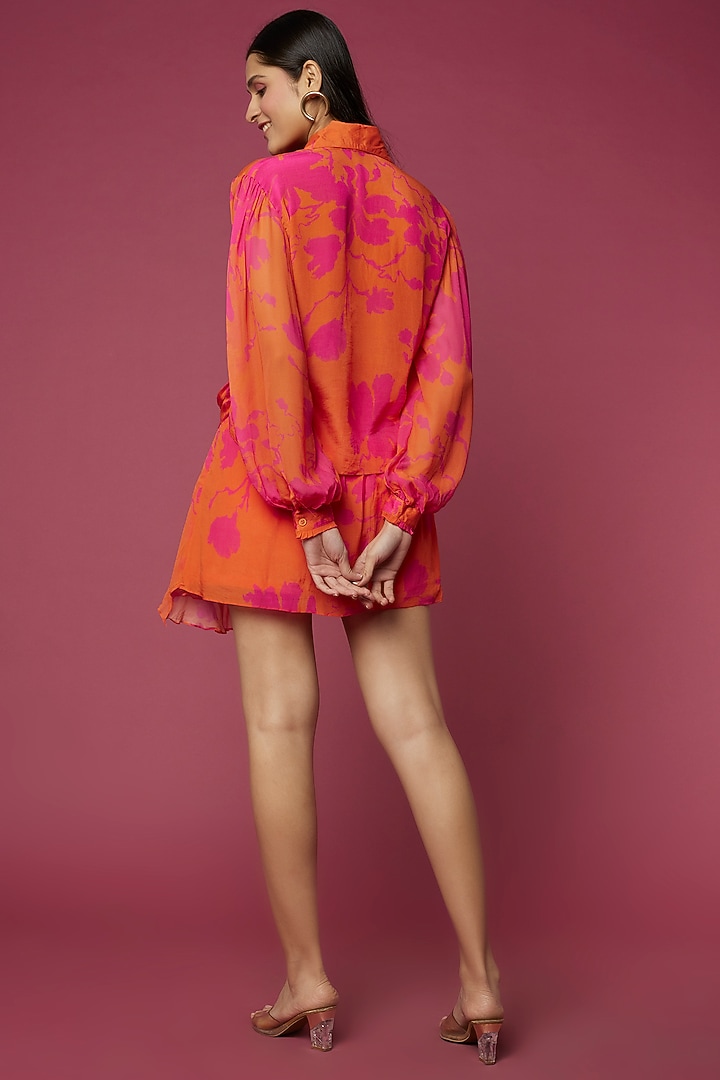 Orange Embellished Skirt Set by Neeva A at Pernia's Pop Up Shop