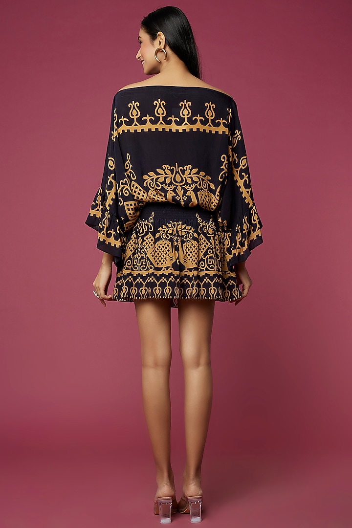 Black Viscose Crepe Printed Co-Ord Set by Neeva A at Pernia's Pop Up Shop