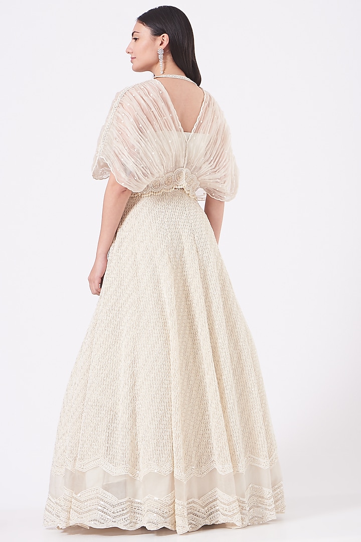 Ivory Embroidered Bridal Lehenga Set by COUTURE BY NIHARIKA at Pernia's Pop Up Shop