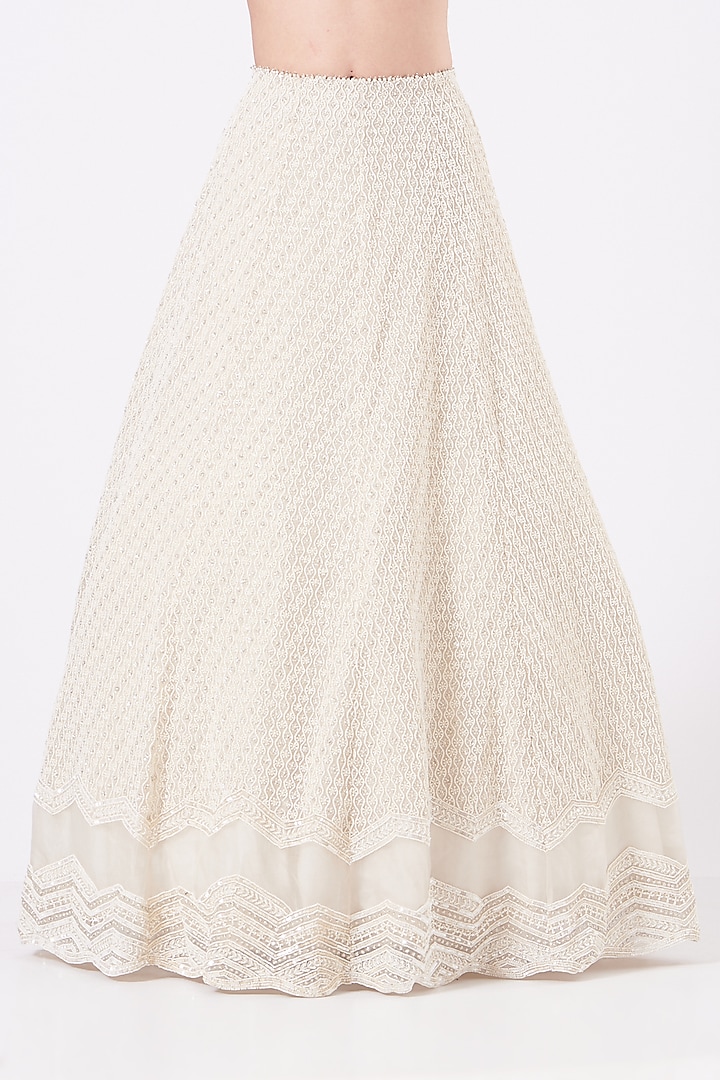 Ivory Embroidered Bridal Lehenga Set by COUTURE BY NIHARIKA at Pernia's Pop Up Shop