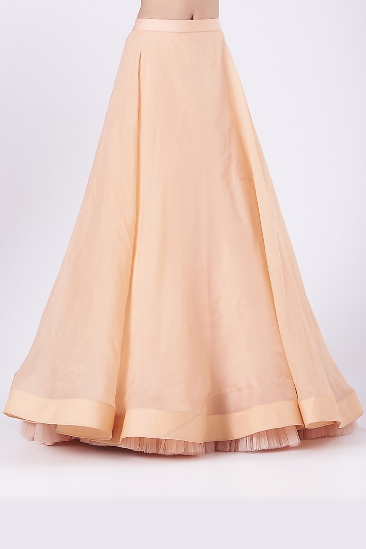 Peach Embroidered Engagement Gown by COUTURE BY NIHARIKA at Pernia's Pop Up Shop