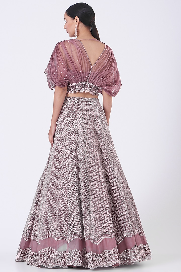 Light Plum Pearl Embroidered Bridal Lehenga Set by COUTURE BY NIHARIKA at Pernia's Pop Up Shop