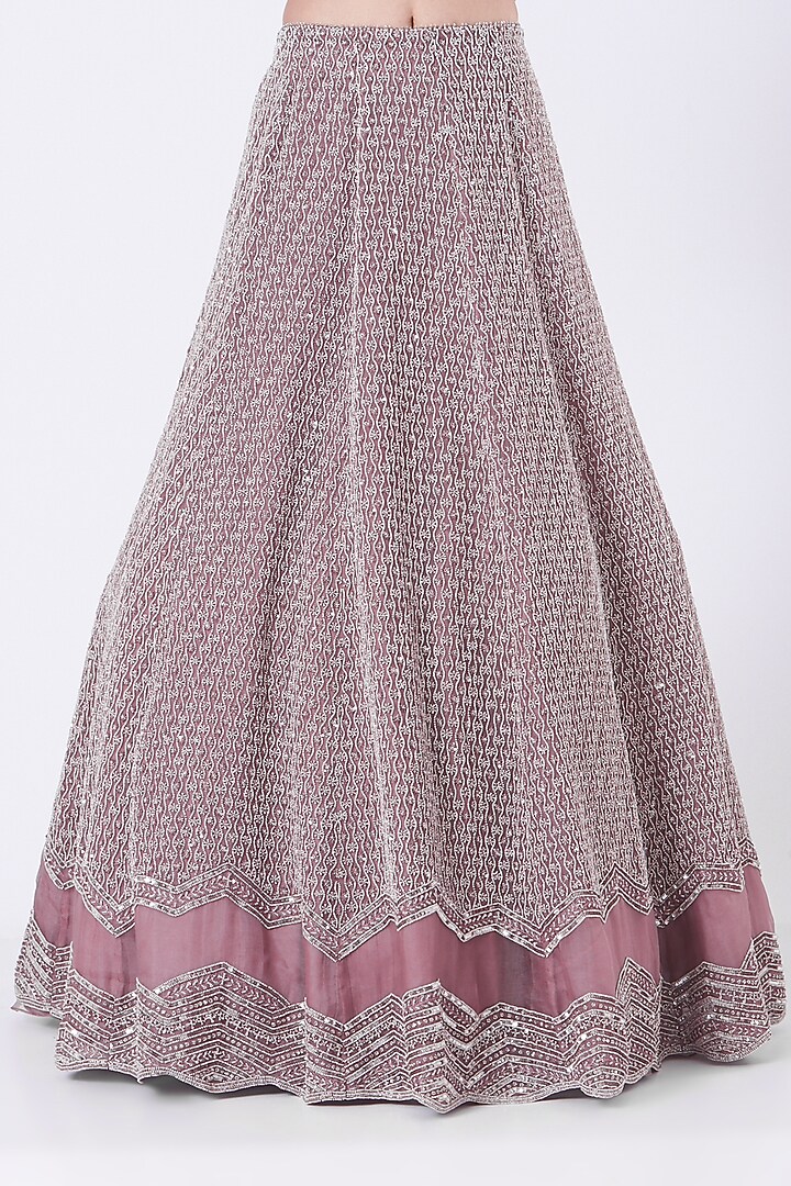 Light Plum Pearl Embroidered Bridal Lehenga Set by COUTURE BY NIHARIKA at Pernia's Pop Up Shop