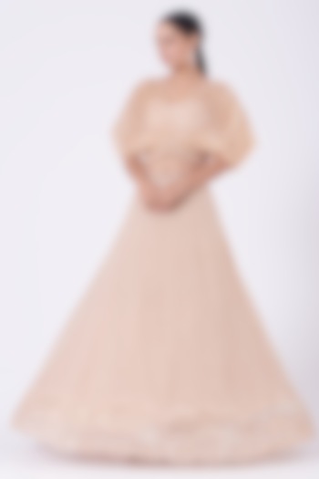 Peach Pearl Embroidered Bridal Lehenga Set by COUTURE BY NIHARIKA at Pernia's Pop Up Shop