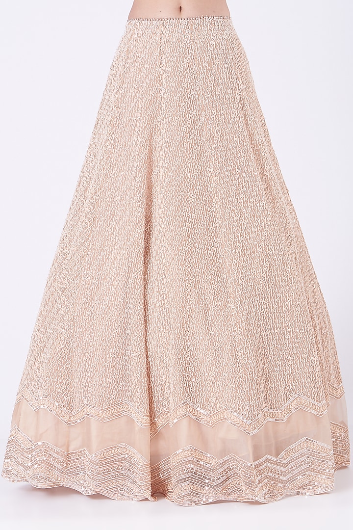 Peach Pearl Embroidered Bridal Lehenga Set by COUTURE BY NIHARIKA at Pernia's Pop Up Shop