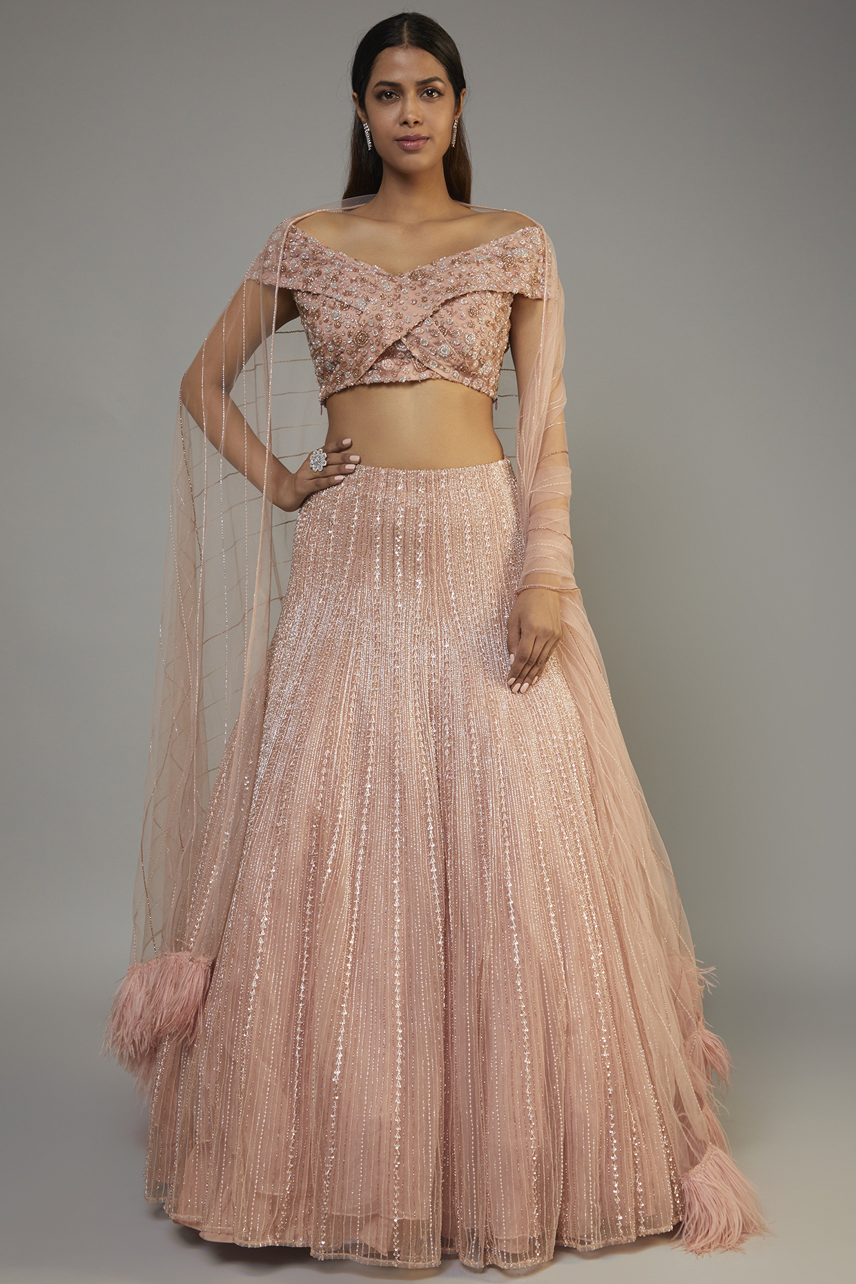 Buy Grey Crop Top Lehenga Online at Best Price: IndianClothStore.com