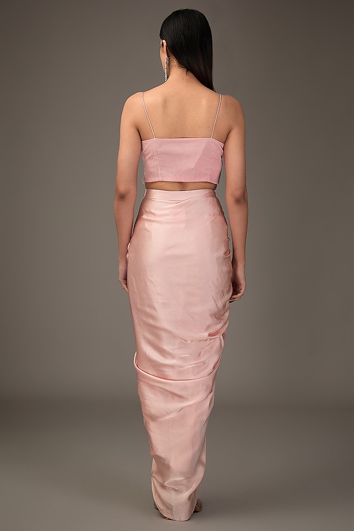 Pink Net & Satin Branch Embroidered Cape Set by COUTURE BY NIHARIKA at Pernia's Pop Up Shop