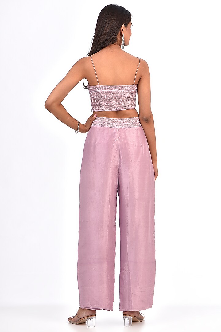 Lavender Net Jaal Embroidered Jacket Set by COUTURE BY NIHARIKA at Pernia's Pop Up Shop