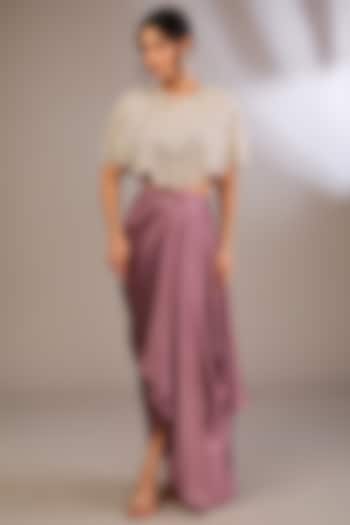 Dusty Purple Organza Geometric Embroidered Cape Set by COUTURE BY NIHARIKA at Pernia's Pop Up Shop