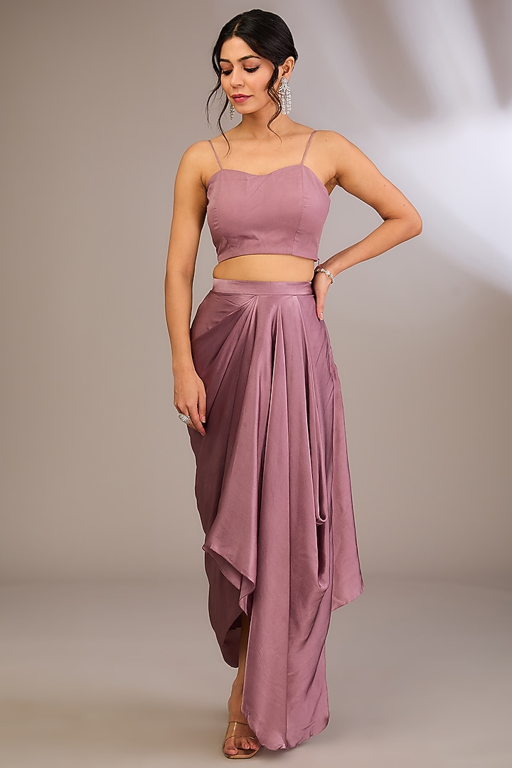 Dusty Purple Organza Geometric Embroidered Cape Set by COUTURE BY NIHARIKA at Pernia's Pop Up Shop